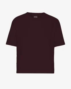 Organic Boxy Crop Tee - Oxblood Red