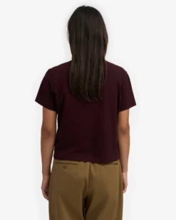 Organic Boxy Crop Tee - Oxblood Red