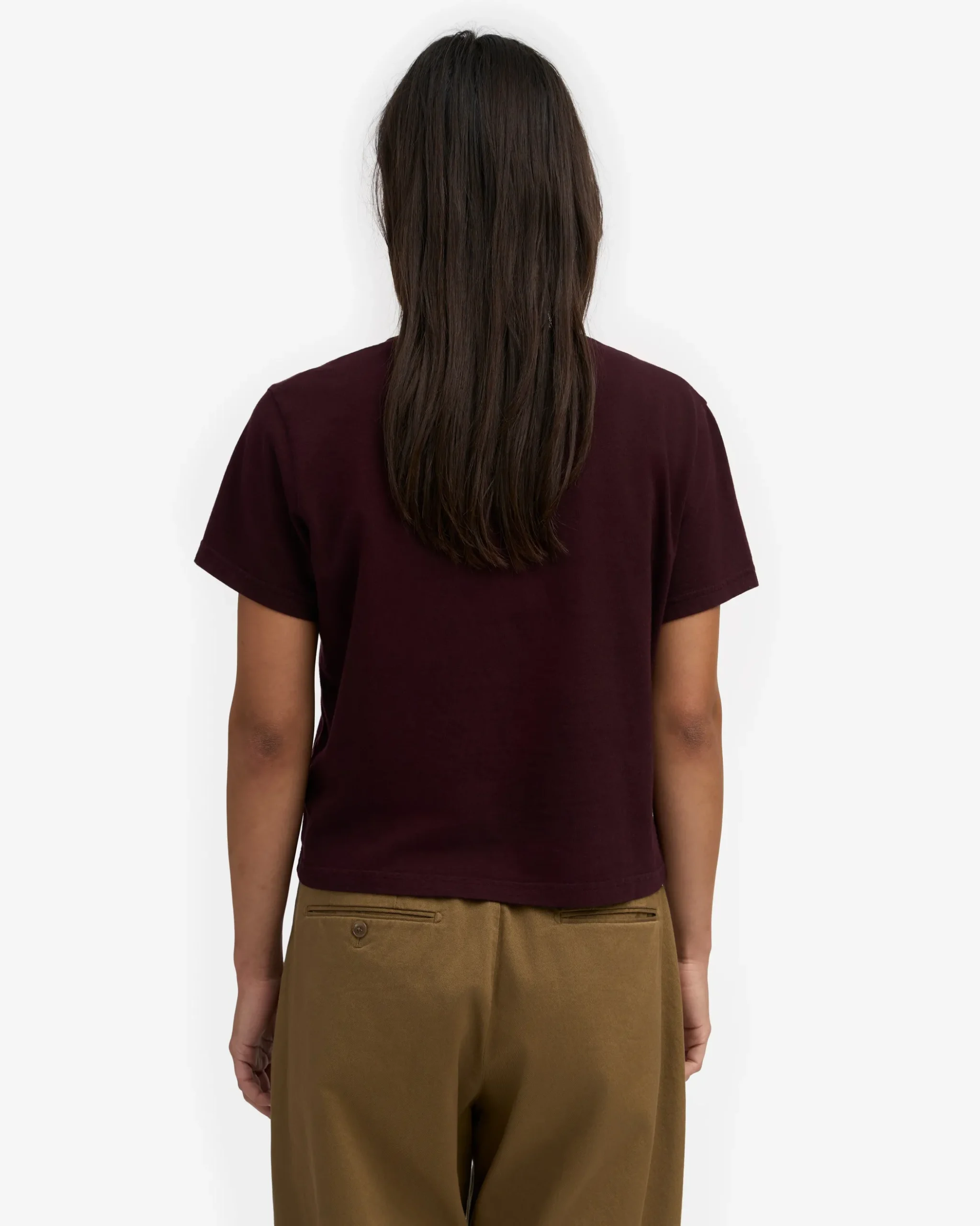 Organic Boxy Crop Tee - Oxblood Red