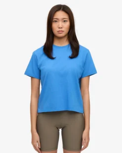 Organic Boxy Crop Tee - Pacific Blue