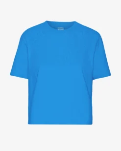 Organic Boxy Crop Tee - Pacific Blue