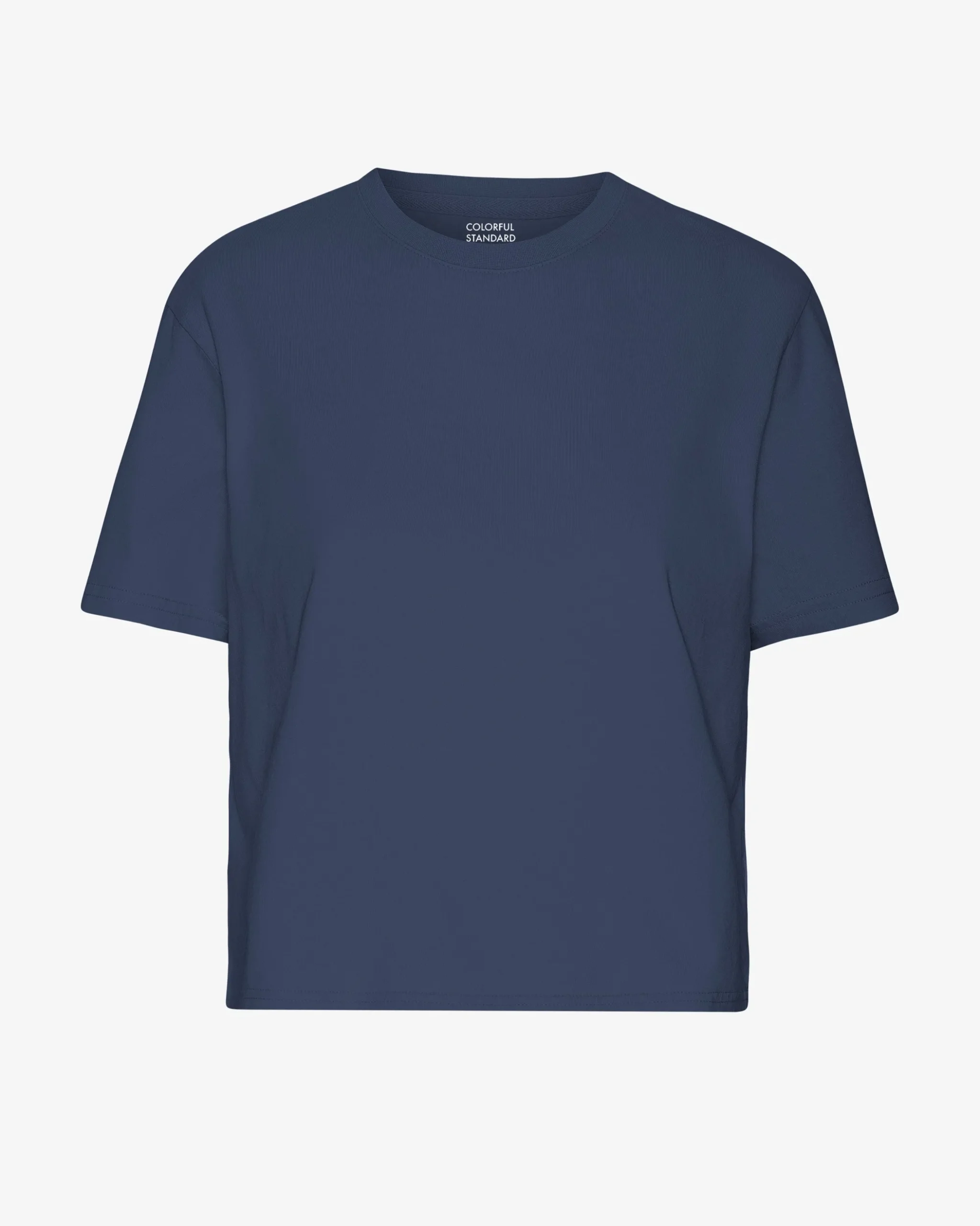Organic Boxy Crop Tee - Petrol Blue