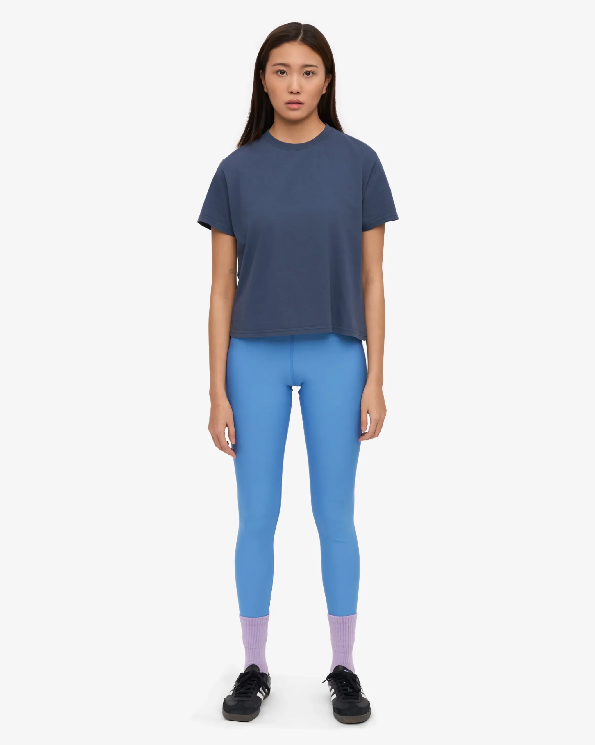 Organic Boxy Crop Tee - Petrol Blue