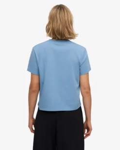 Organic Boxy Crop Tee - Seaside Blue