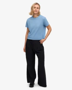 Organic Boxy Crop Tee - Seaside Blue