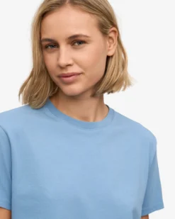 Organic Boxy Crop Tee - Seaside Blue
