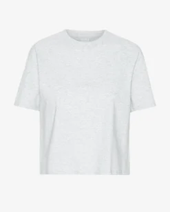 Organic Boxy Crop Tee - Snow Melange