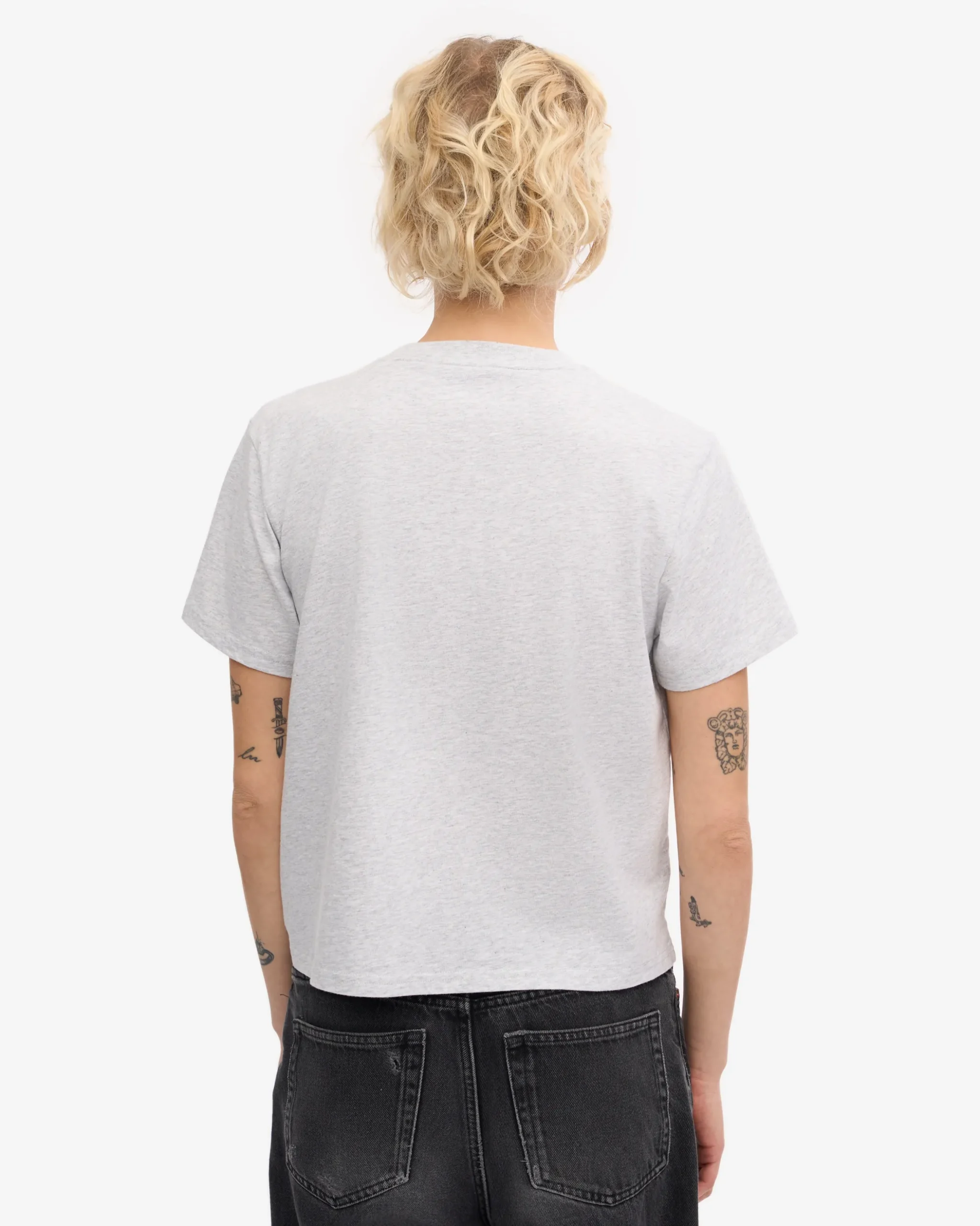 Organic Boxy Crop Tee - Snow Melange