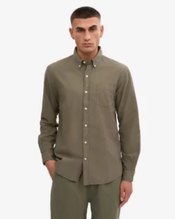 Organic Button Down Shirt - Dusty Olive