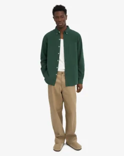 Organic Button Down Shirt - Emerald Green