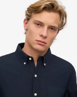 Organic Button Down Shirt - Navy Blue