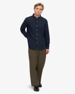 Organic Button Down Shirt - Navy Blue
