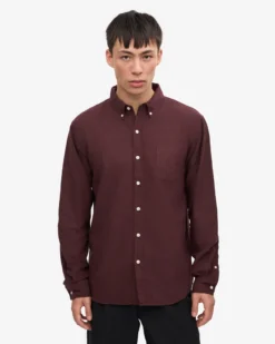 Organic Button Down Shirt - Oxblood Red