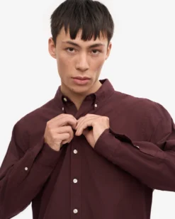 Organic Button Down Shirt - Oxblood Red