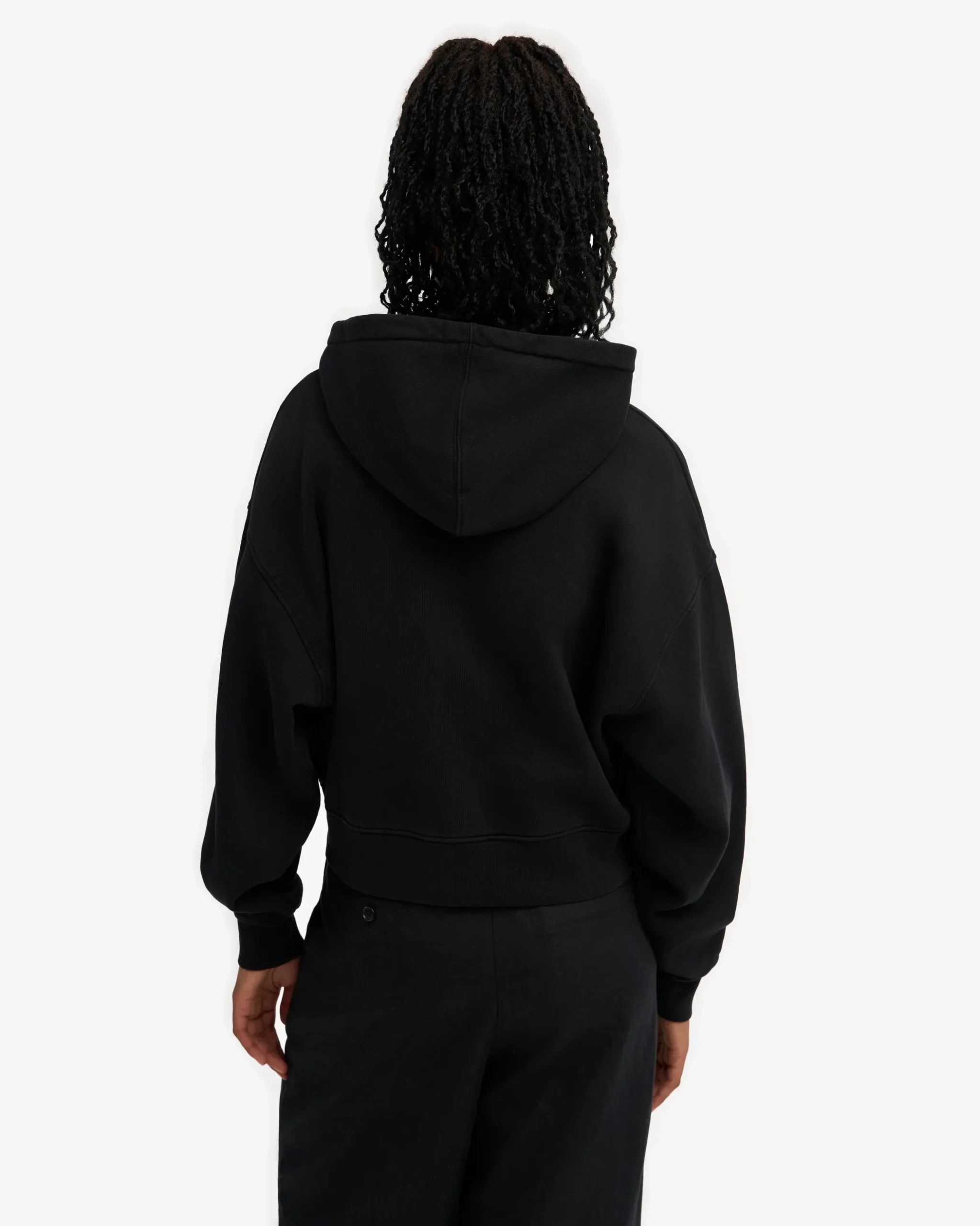 Organic Crop Zip Hood - Deep Black