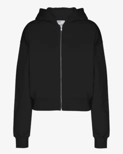 Organic Crop Zip Hood - Deep Black