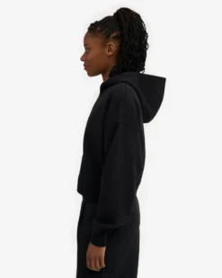 Organic Crop Zip Hood - Deep Black