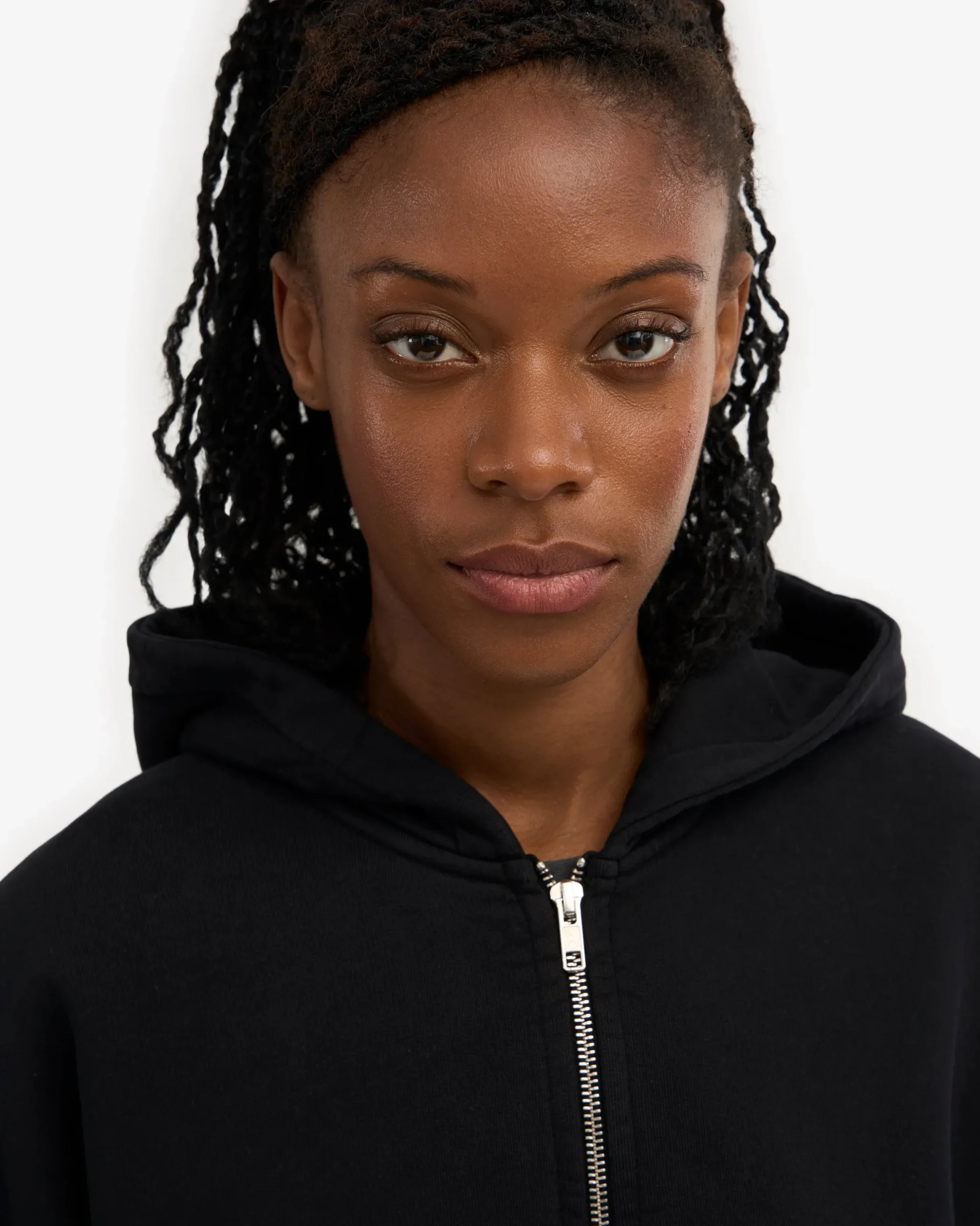 Organic Crop Zip Hood - Deep Black