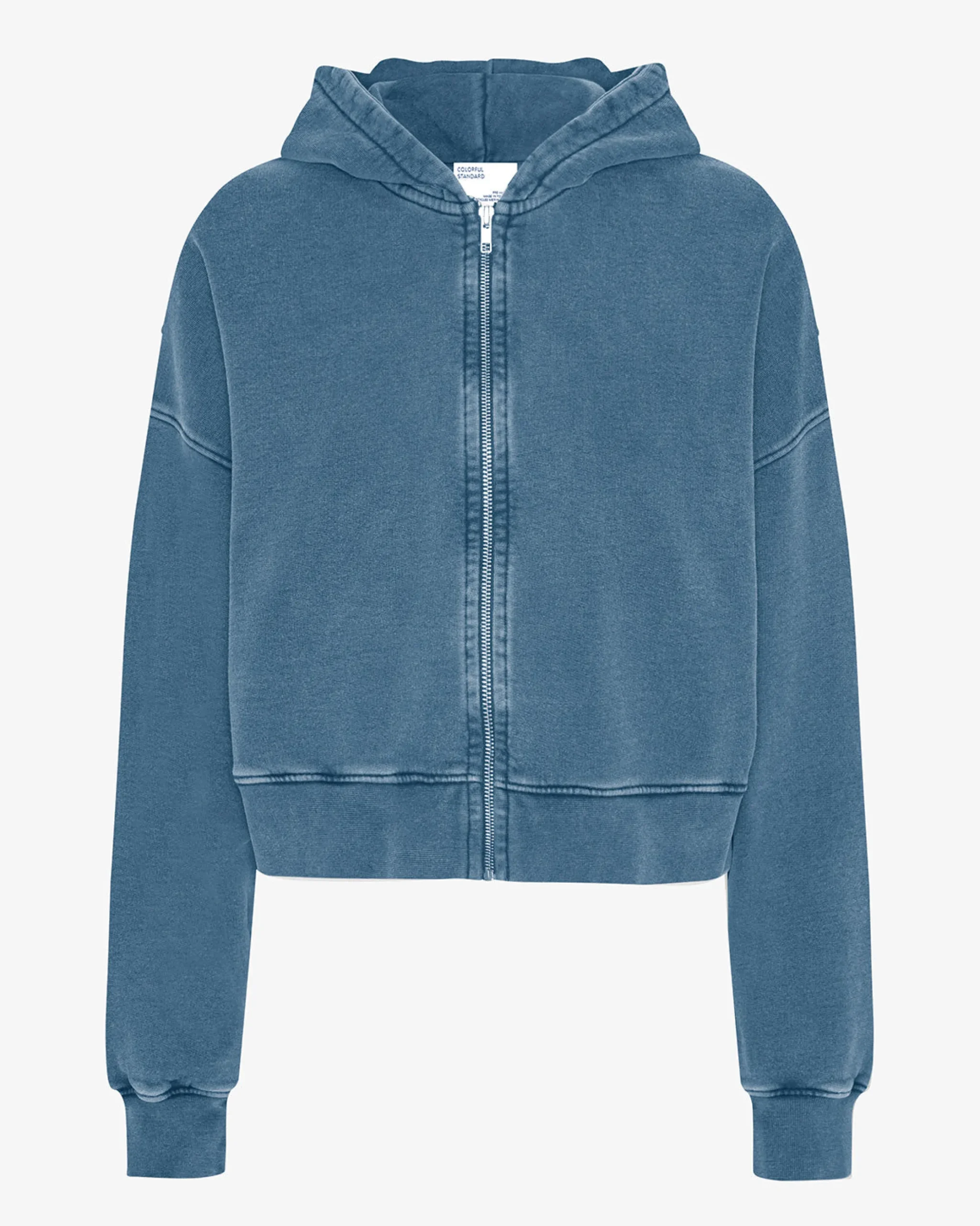 Organic Crop Zip Hood - Faded Indigo
