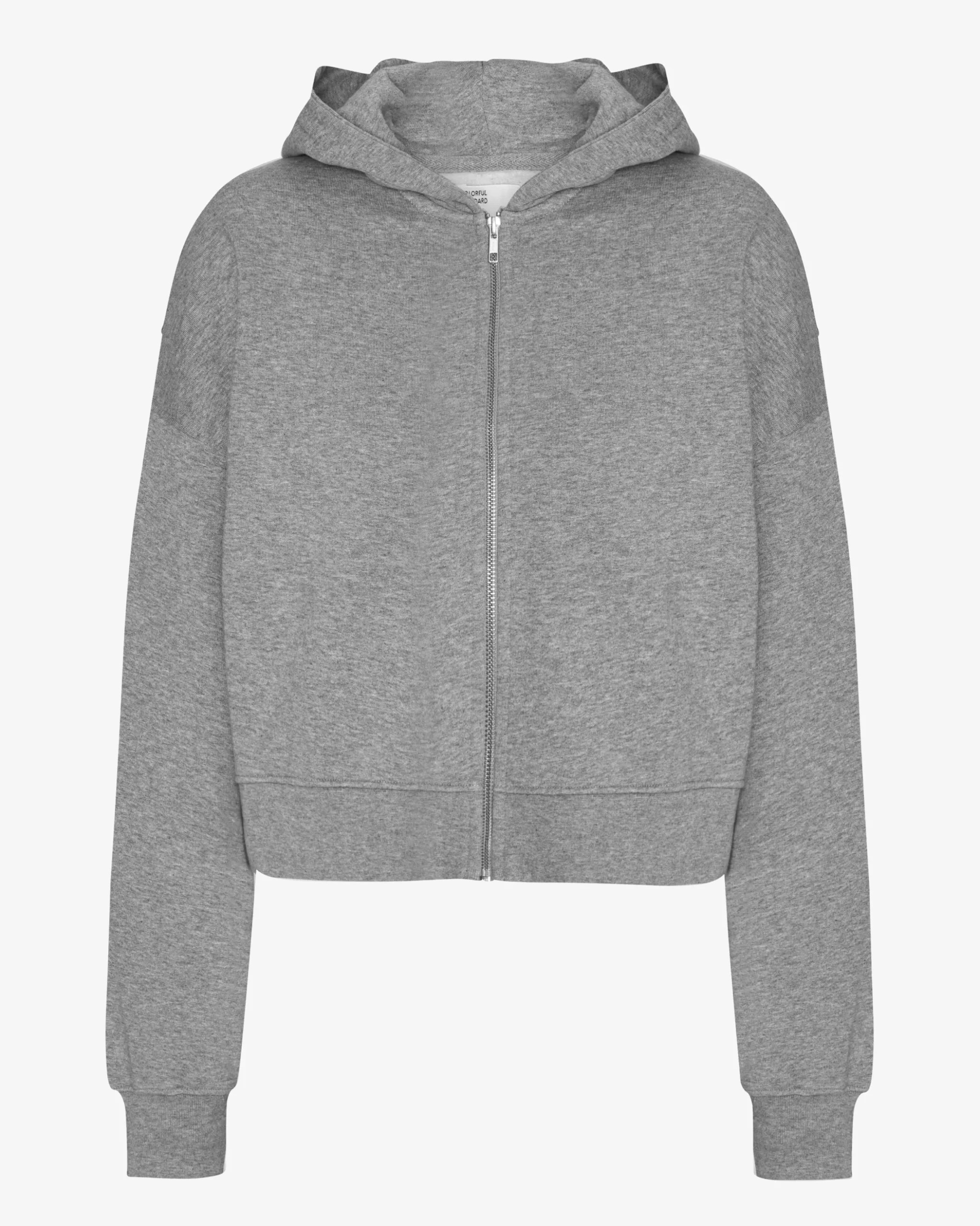 Organic Crop Zip Hood - Heather Grey