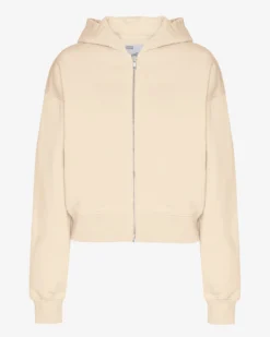 Organic Crop Zip Hood - Ivory White