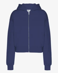 Organic Crop Zip Hood - Marine Blue