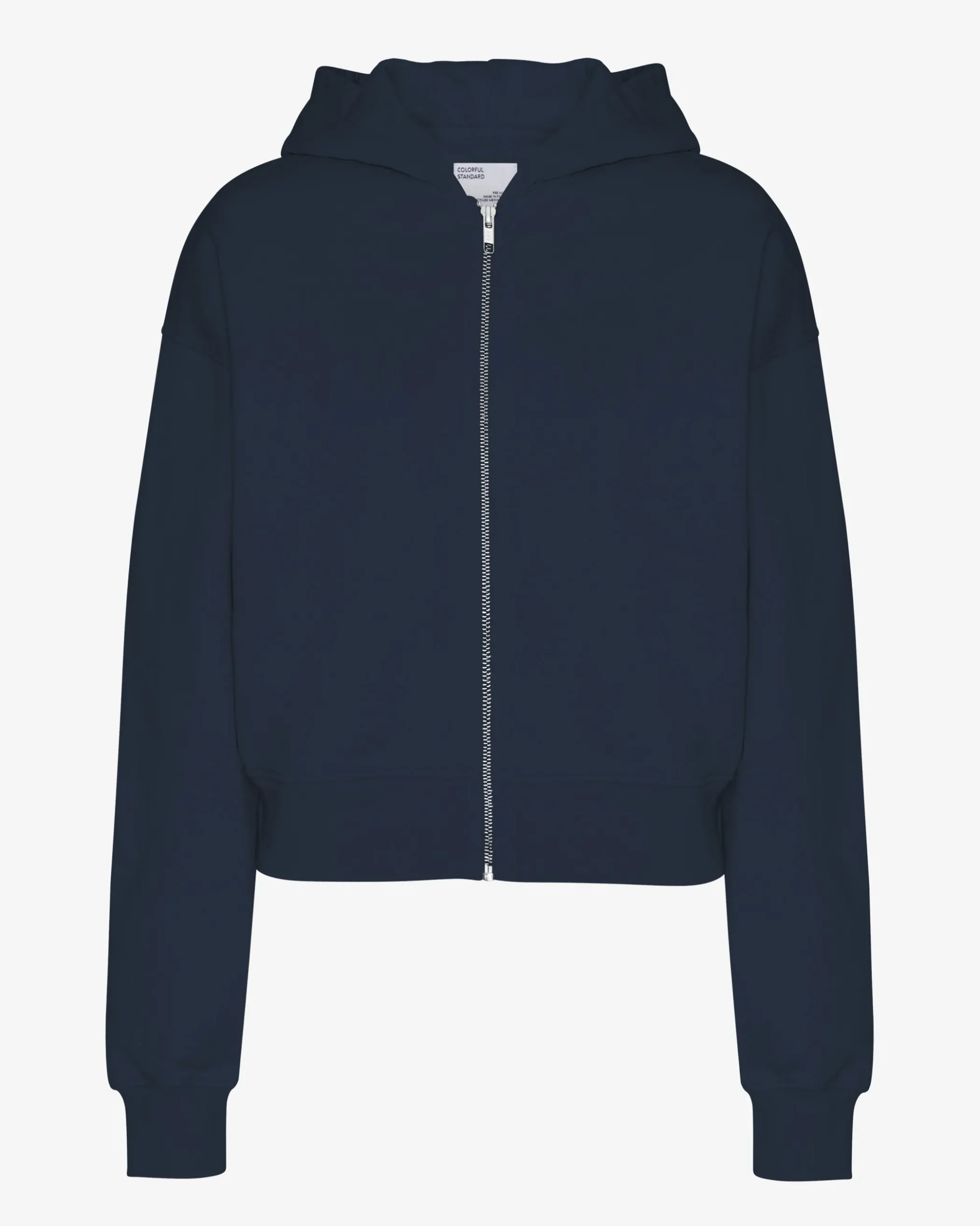 Organic Crop Zip Hood - Navy Blue