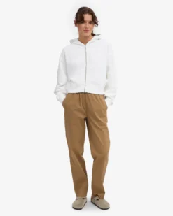 Organic Crop Zip Hood - Optical White