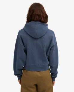 Organic Crop Zip Hood - Petrol Blue