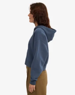 Organic Crop Zip Hood - Petrol Blue