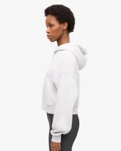 Organic Crop Zip Hood - Snow Melange