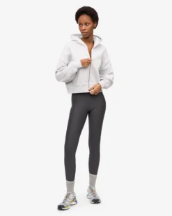 Organic Crop Zip Hood - Snow Melange