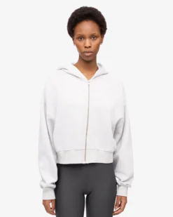 Organic Crop Zip Hood - Snow Melange
