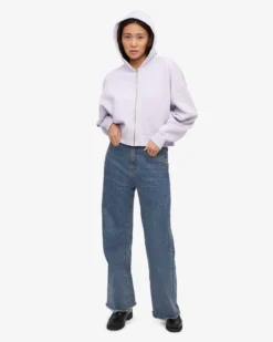 Organic Crop Zip Hood - Soft Lavender