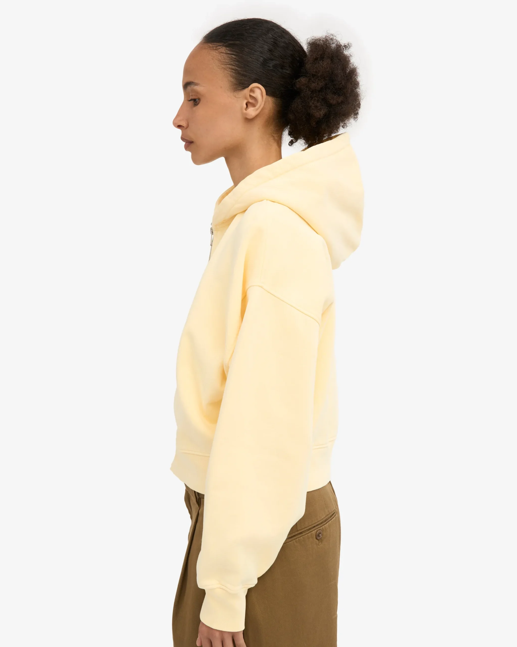 Organic Crop Zip Hood - Soft Yellow