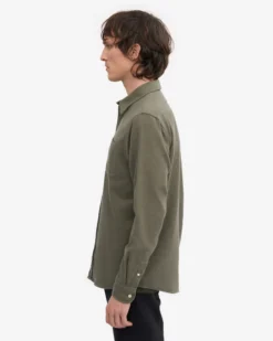 Organic Flannel Shirt - Dusty Olive