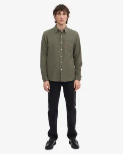 Organic Flannel Shirt - Dusty Olive