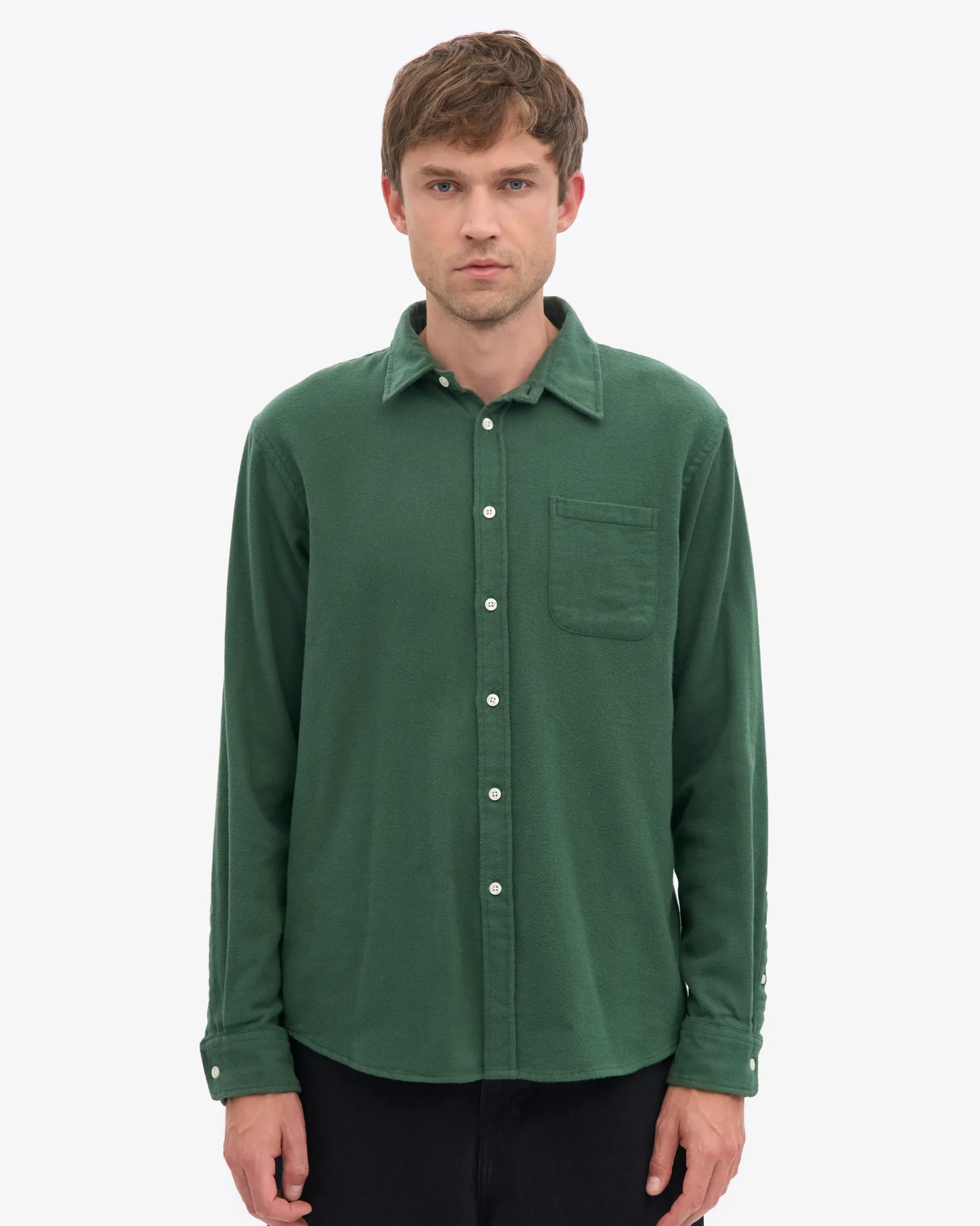 Organic Flannel Shirt - Emerald Green