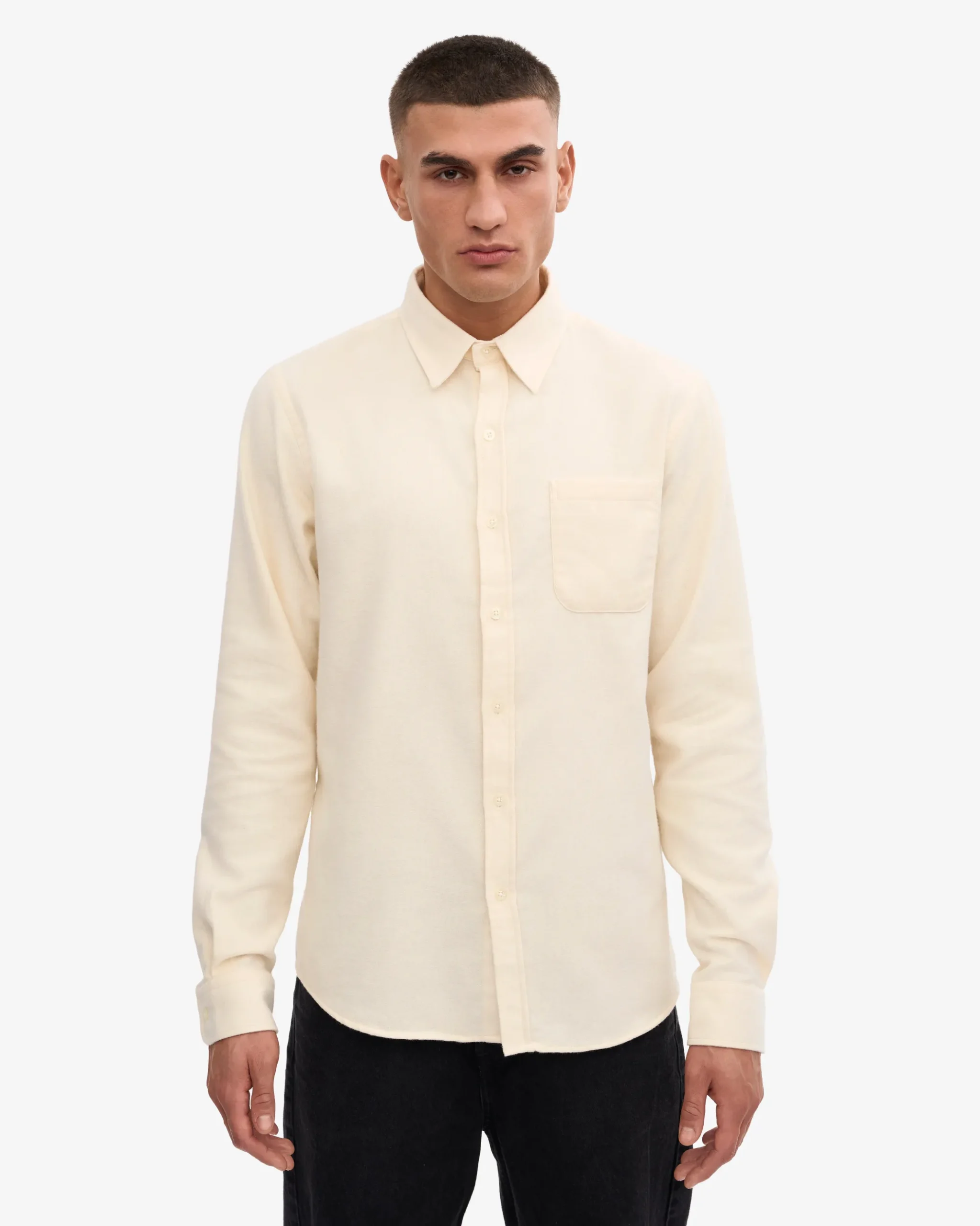 Organic Flannel Shirt - Ivory White