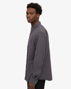 Organic Flannel Shirt - Lava Grey