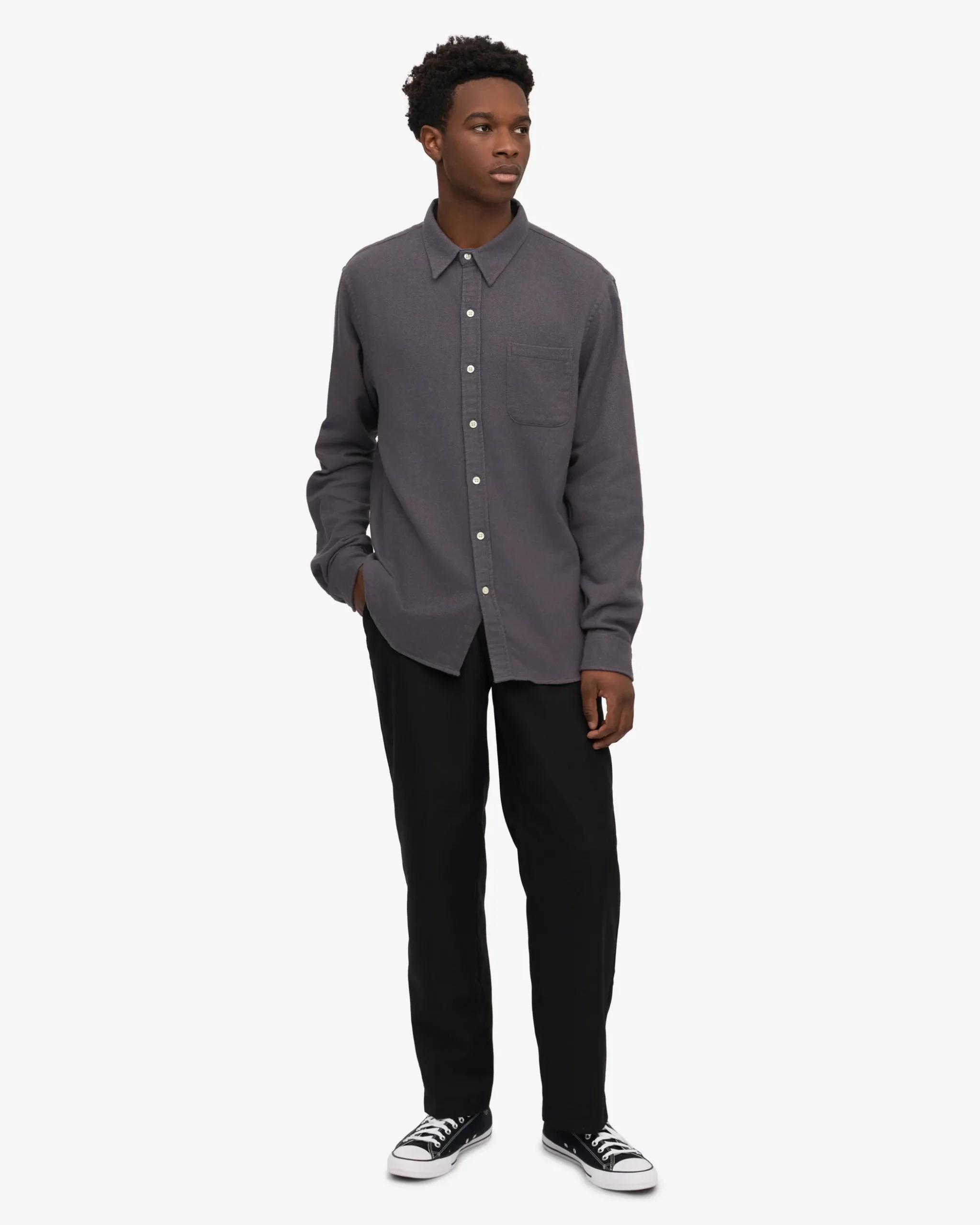 Organic Flannel Shirt - Lava Grey