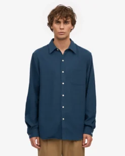 Organic Flannel Shirt - Marine Blue