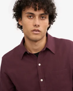 Organic Flannel Shirt - Oxblood Red
