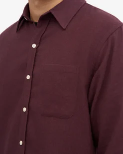 Organic Flannel Shirt - Oxblood Red