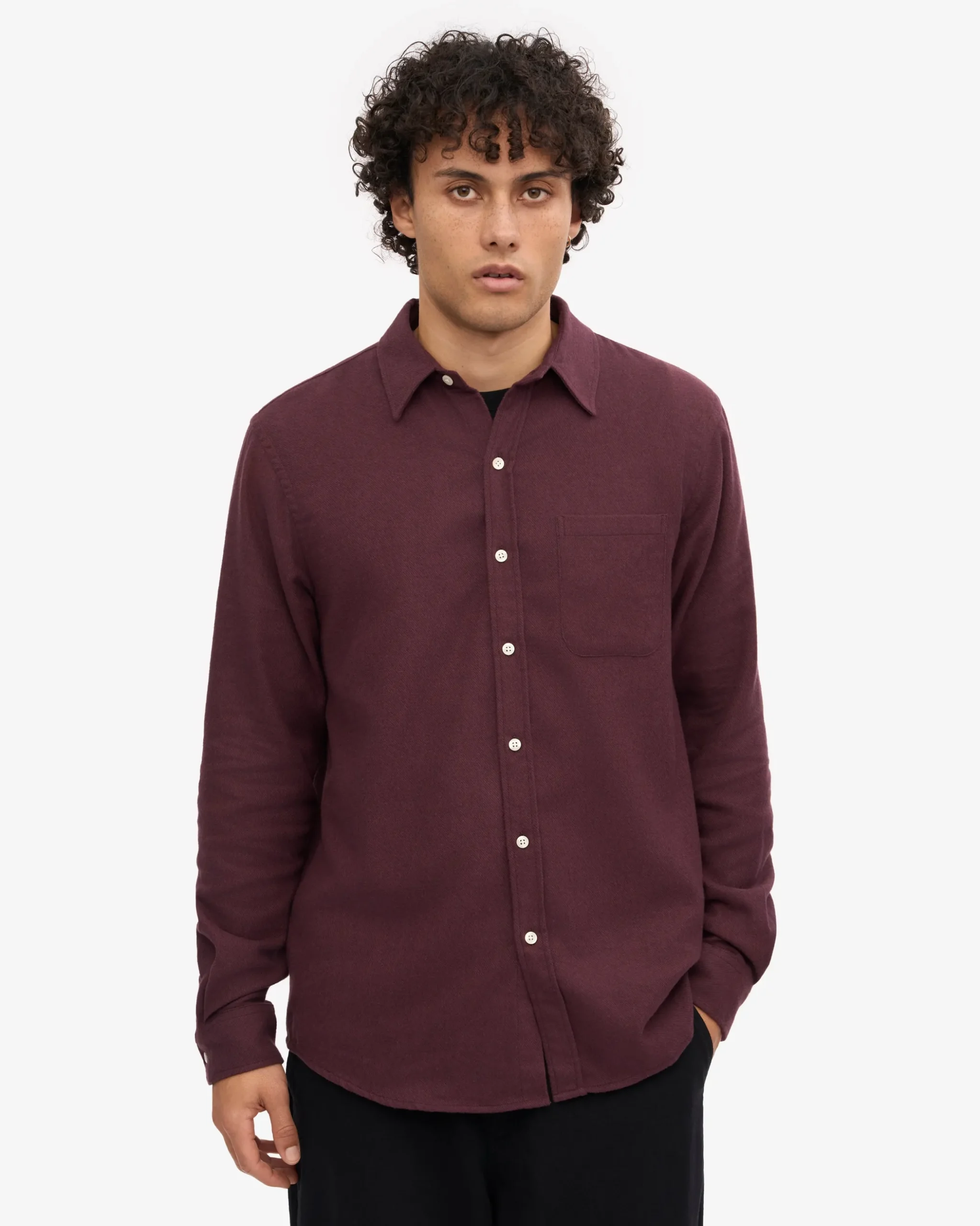 Organic Flannel Shirt - Oxblood Red