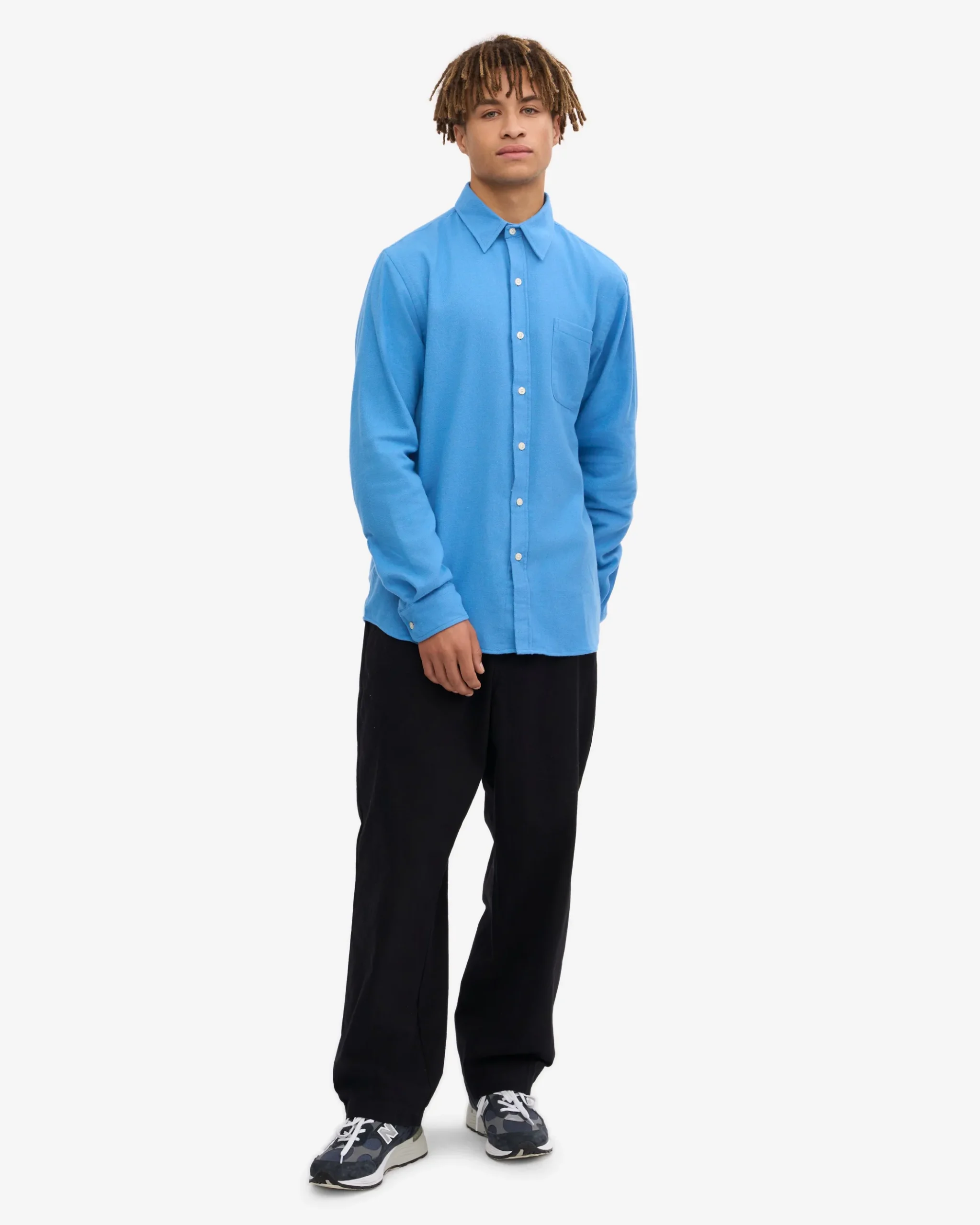 Organic Flannel Shirt - Pacific Blue