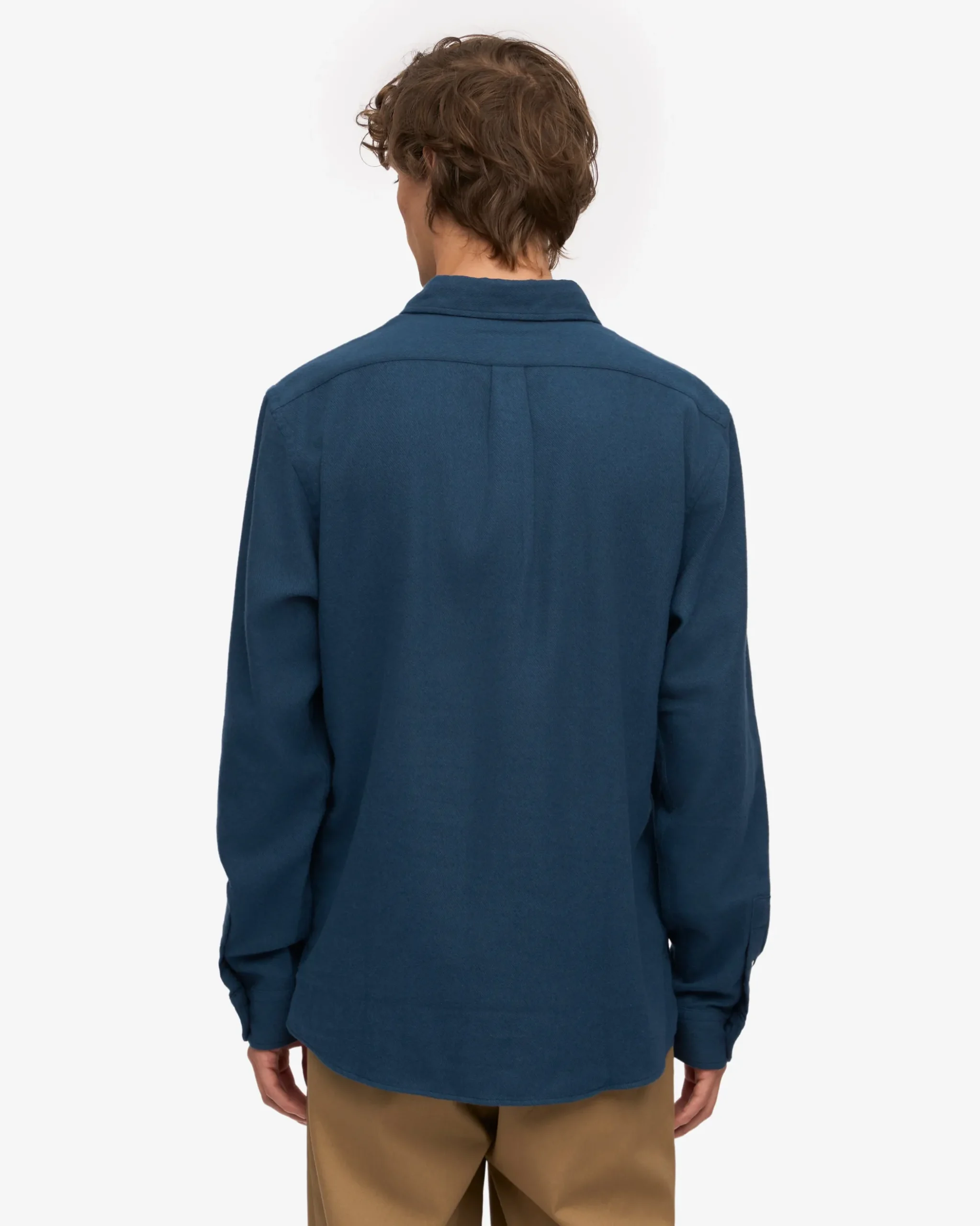 Organic Flannel Shirt - Petrol Blue