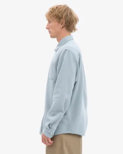 Organic Flannel Shirt - Steel Blue