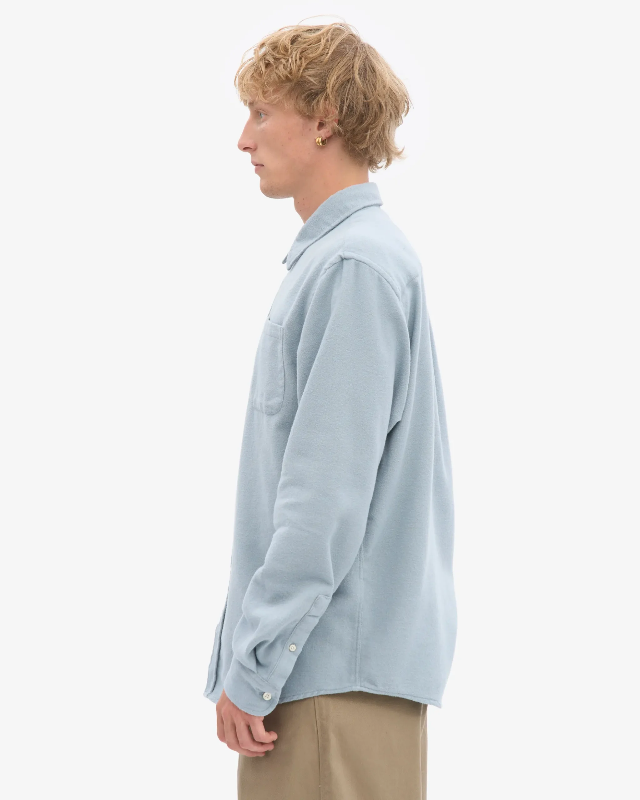 Organic Flannel Shirt - Steel Blue