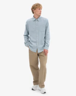 Organic Flannel Shirt - Steel Blue